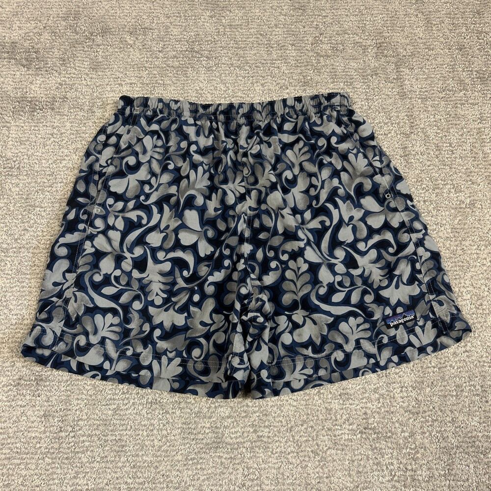 Patagonia Shorts Womens Large Blue Gray Black Baggies Longs Pockets Vintage